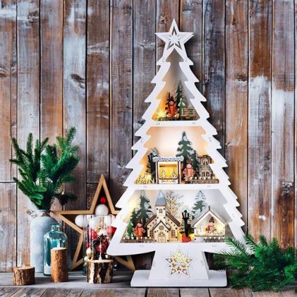 LED-joulukoriste 13xLED/2xAA puinen kuusi