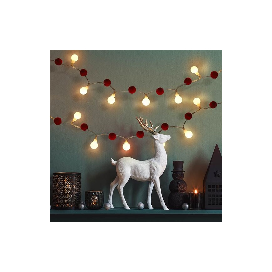 LED-valoketju 20xLED/2xAA 1,8 m lämmin valkoinen