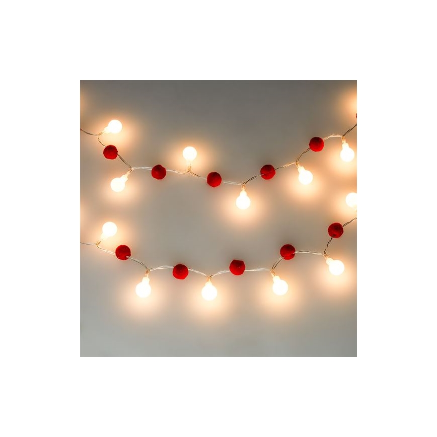 LED-valoketju 20xLED/2xAA 1,8 m lämmin valkoinen