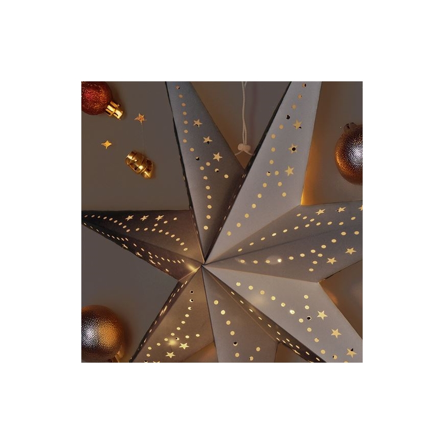 LED-joulukoriste 20xLED/2xAA lämmin valkoinen hopeinen tähti