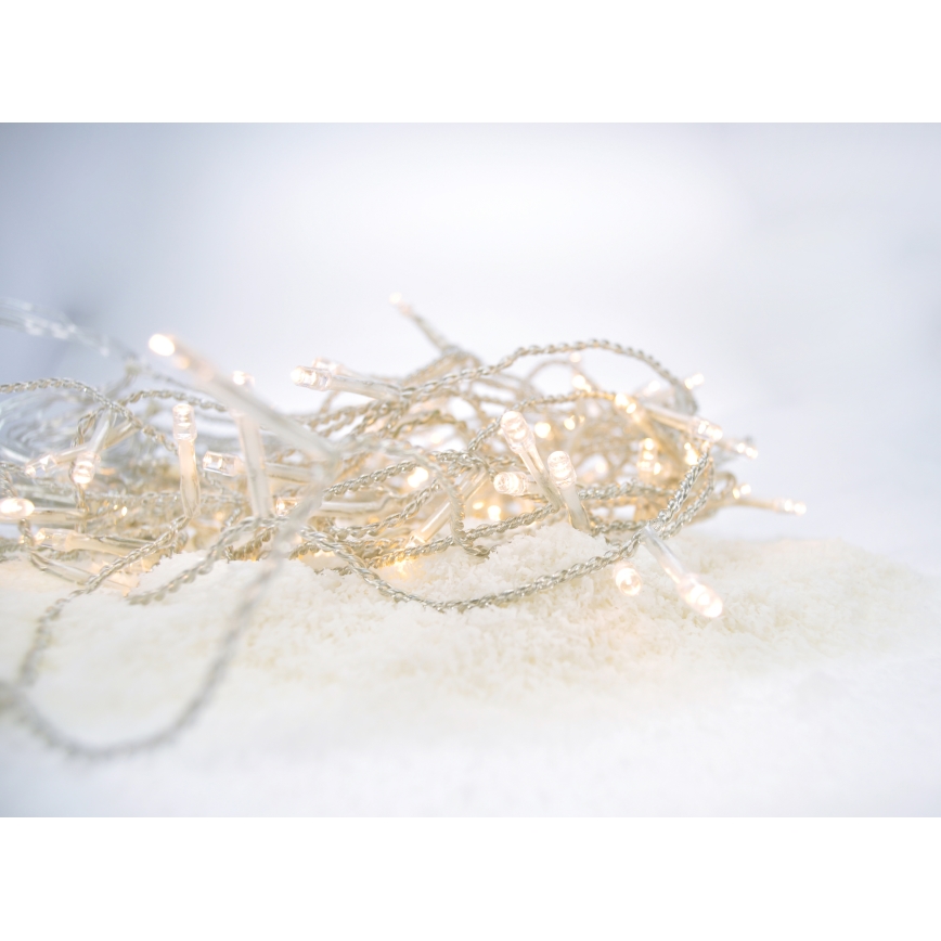 LED-ulkovaloverho 120 LEDiä / 8 toimintoa 9 m IP44 lämmin valkoinen