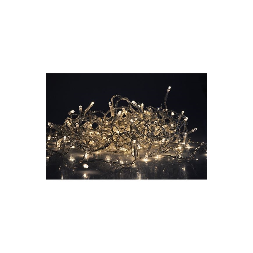 LED-ulkovaloverho 120 LEDiä / 8 toimintoa 9 m IP44 lämmin valkoinen