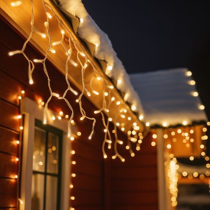 LED-ulkovaloverho 360xLED/8 toimintoa 15m IP44 lämmin valkoinen