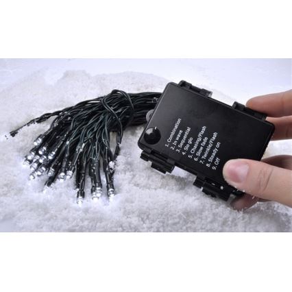 LED ulkovaloketju 50xLED/8 toimintoa/3xAA 8m IP44 lämmin valkoinen