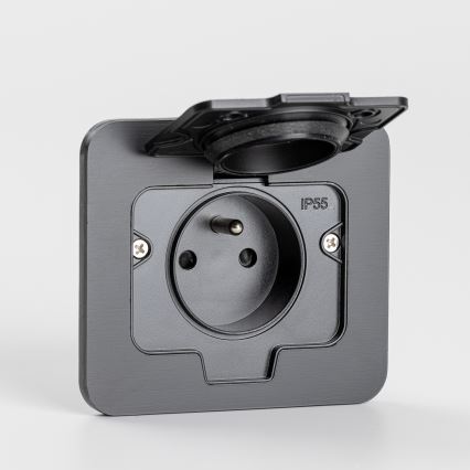 Ulkotila sisäänrakennettu lattia pistoke IP55 musta suorakulmainen