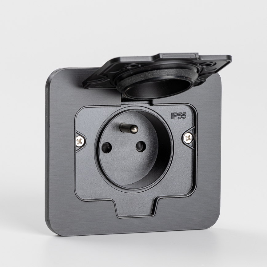 Ulkotila sisäänrakennettu lattia pistoke IP55 musta suorakulmainen