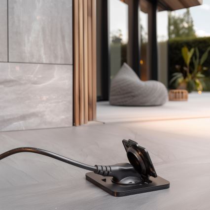 Ulkotila sisäänrakennettu lattia pistoke IP55 musta suorakulmainen