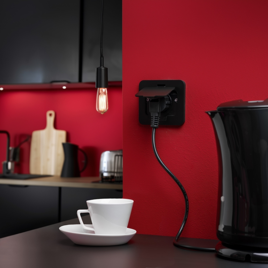 Ulkotila sisäänrakennettu lattia pistoke IP55 musta suorakulmainen