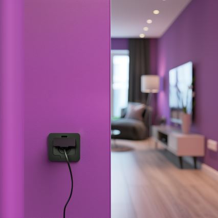 Ulkotila sisäänrakennettu lattia pistoke IP55 musta suorakulmainen