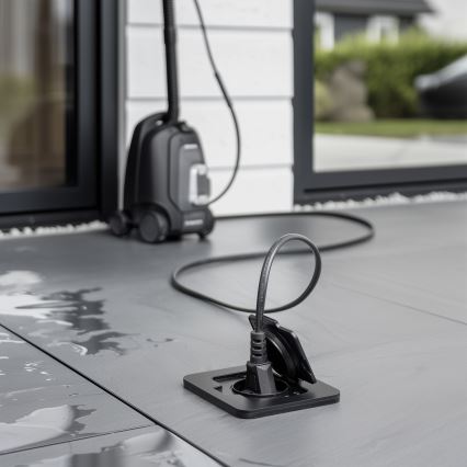 Ulkotila sisäänrakennettu lattia pistoke IP55 musta suorakulmainen