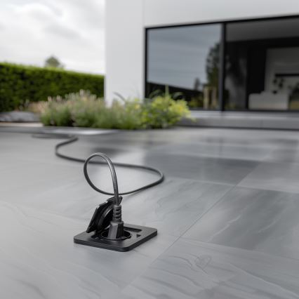 Ulkotila sisäänrakennettu lattia pistoke IP55 musta suorakulmainen