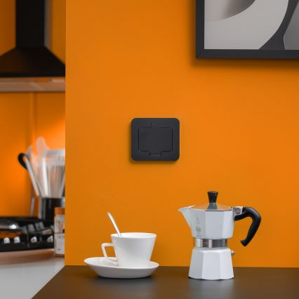 Ulkotila sisäänrakennettu lattia pistoke IP55 musta suorakulmainen