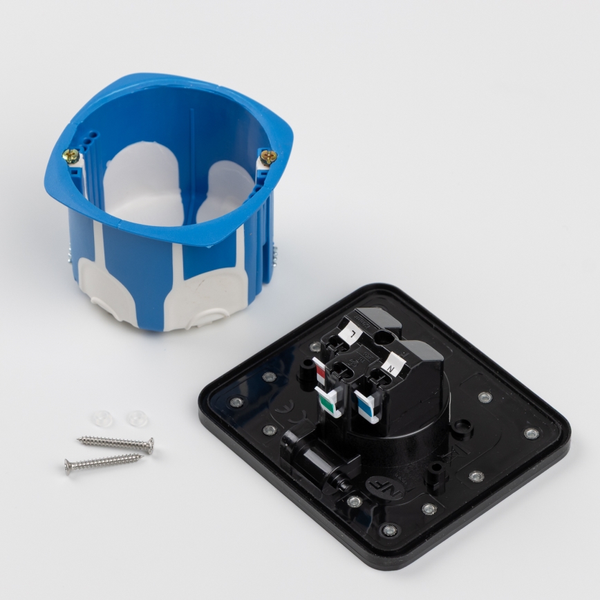 Ulkotila sisäänrakennettu lattia pistoke IP55 musta suorakulmainen