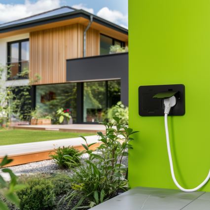 Ulkotila sisäänrakennettu lattia tuplapistoke IP55 musta suorakulmainen