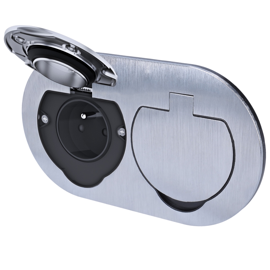 Sisäänrakennettu lattiapistoke uloskaksinkertainen pistorasia IP55 pyöreä