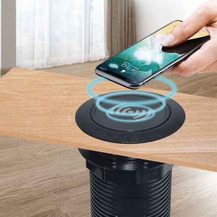 Sisäänrakennettu langaton laturi + USB A+C musta