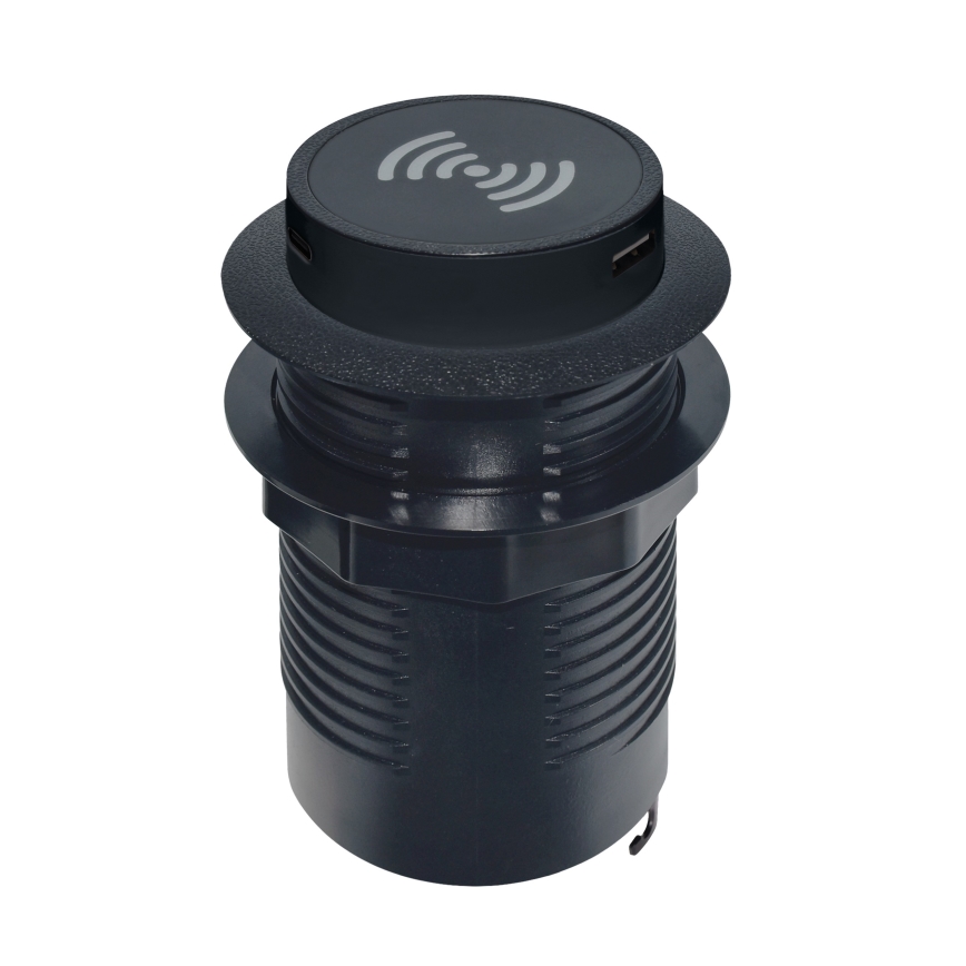 Sisäänrakennettu langaton laturi + USB A+C musta