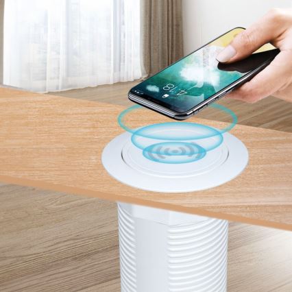 Sisäänrakennettu langaton laturi + USB A+C valkoinen