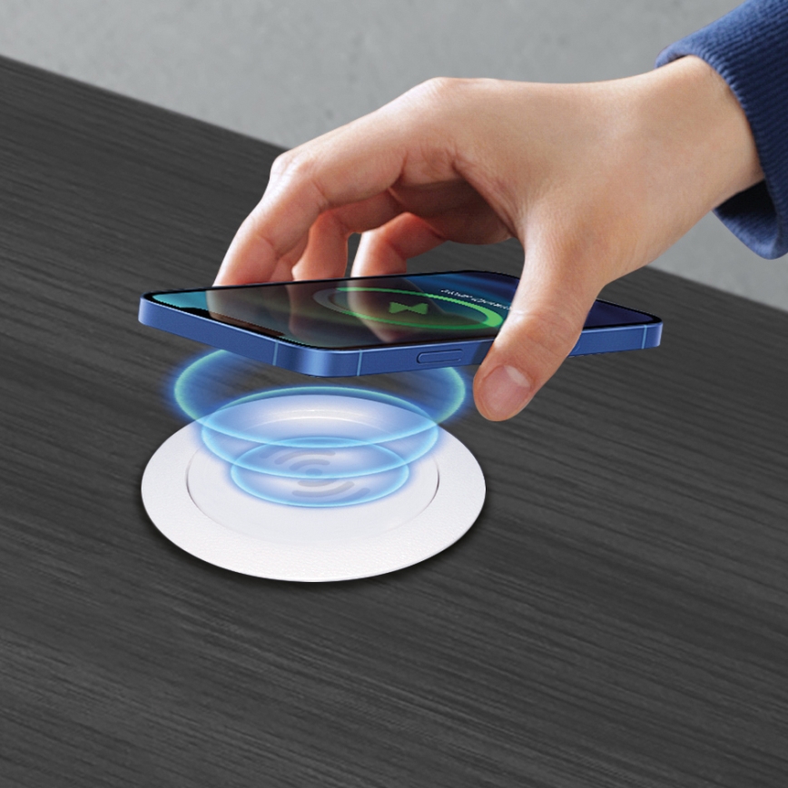 Sisäänrakennettu langaton laturi valkoinen