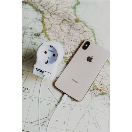 Solight PA29USB - Matkasovitin USA: n 230V + 2x USB-portti