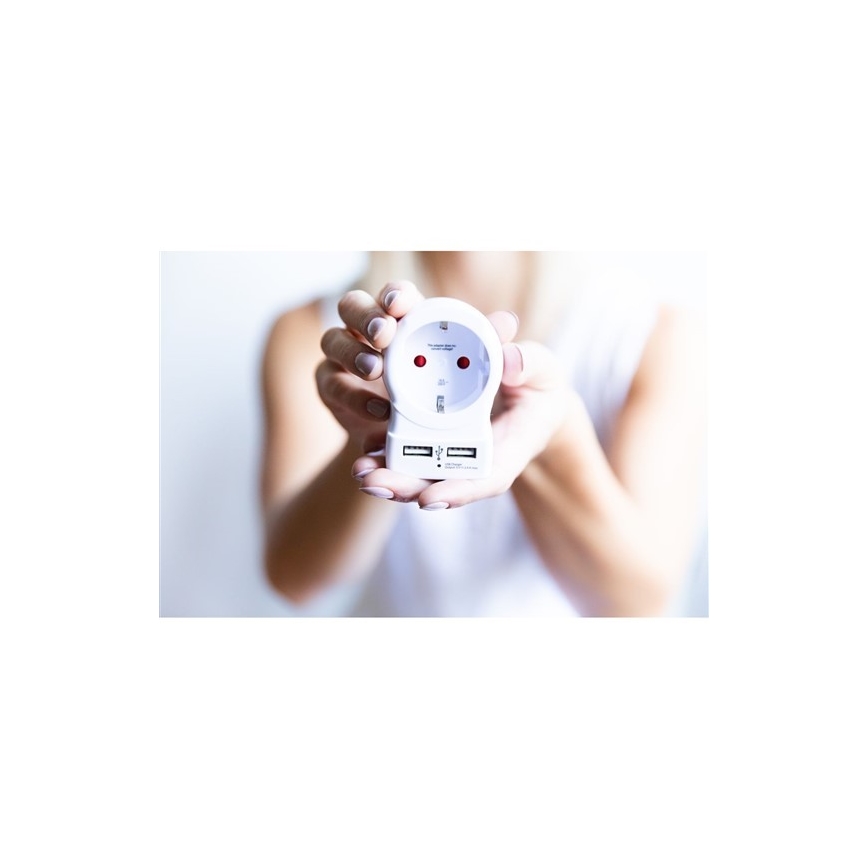 Solight PA29USB - Matkasovitin USA: n 230V + 2x USB-portti