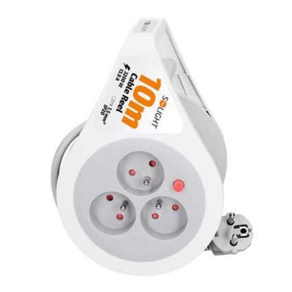 Kelallinen jatkojohto, 3 pistorasiaa, 10 m