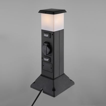 Ulkoseinävalaisin, jossa 2 pistorasiaa 1xE14/15W/230V IP44 musta