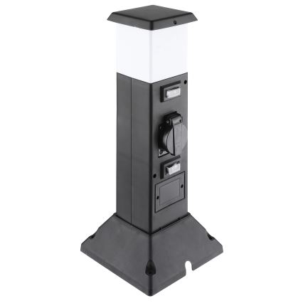 Ulkoseinävalaisin, jossa 2 pistorasiaa 1xE14/15W/230V IP44 musta