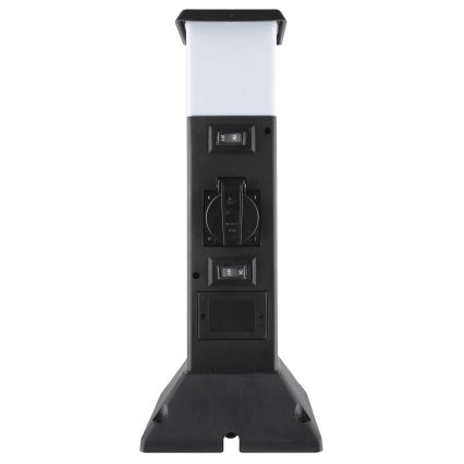 Ulkoseinävalaisin, jossa 2 pistorasiaa 1xE14/15W/230V IP44 musta