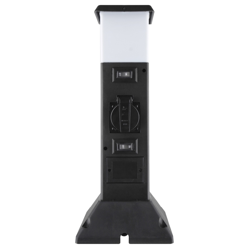 Ulkoseinävalaisin, jossa 2 pistorasiaa 1xE14/15W/230V IP44 musta