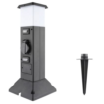 Ulkoseinävalaisin, jossa 2 pistorasiaa 1xE14/15W/230V IP44 musta