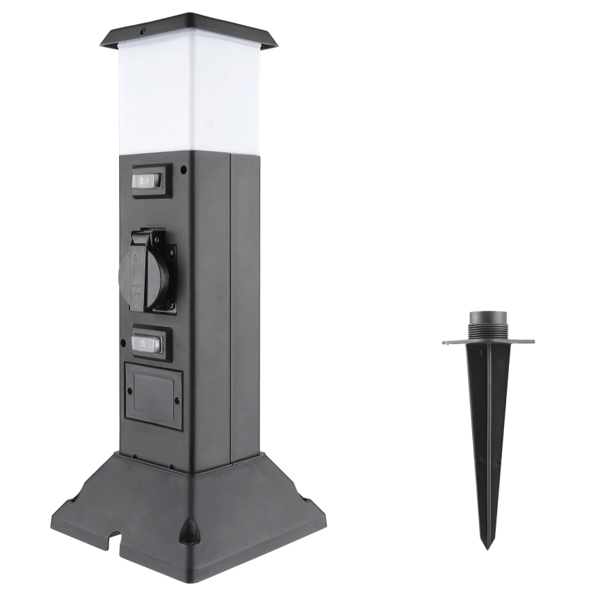 Ulkoseinävalaisin, jossa 2 pistorasiaa 1xE14/15W/230V IP44 musta