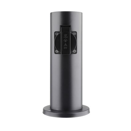 Ulkoinen pistorasiapylväs 2-osainen 230V IP44 musta pyöreä