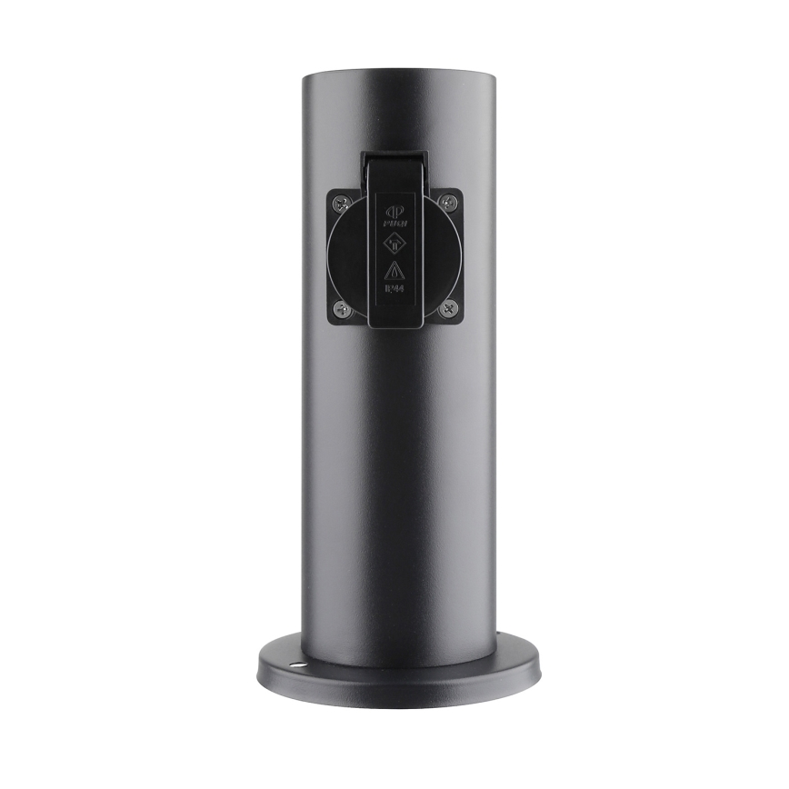 Ulkoinen pistorasiapylväs 2-osainen 230V IP44 musta pyöreä