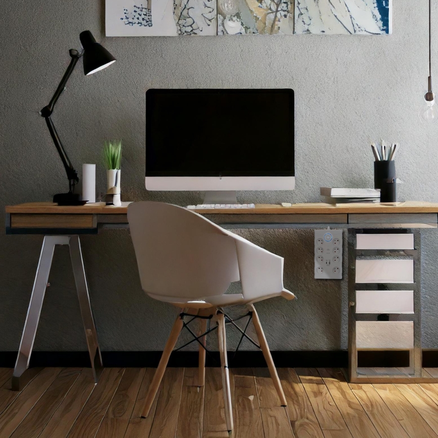 Jatkojohto kytkimellä ja ylijännitesuojalla 8Z Tyyppi E + 1xUSB-A + 1xUSB-C 2m valkoinen