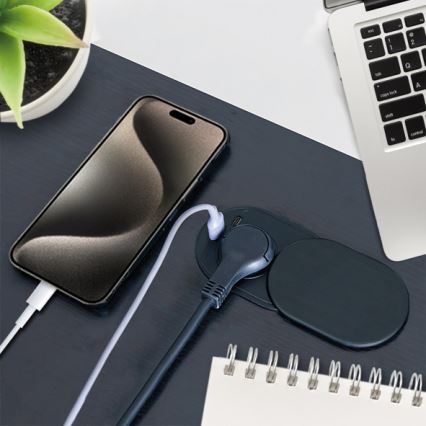 Upotettava pistorasia liukukannella 20W 1 pistorasia + USB A+C musta