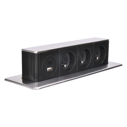 Pöytään asennettava pistorasiapylväs 3×230 V + USB-A + USB-C