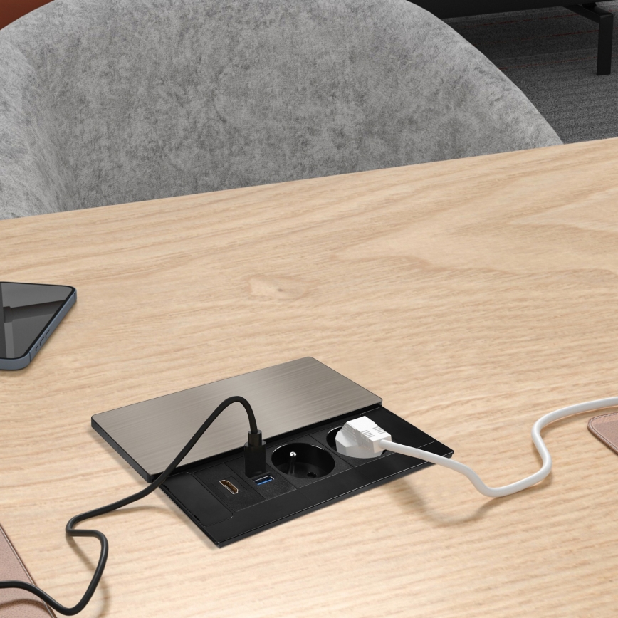 Upotettava pistorasia 20W 2 pistorasiaa + USB-A + USB-C + HDMI