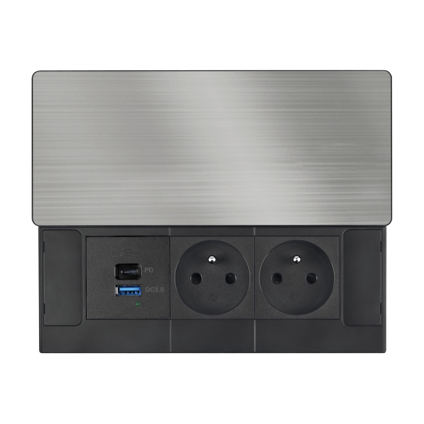 Upotettava pistorasia 20 W langattomalla latauksella, 2 pistorasiaa + USB-A + USB-C