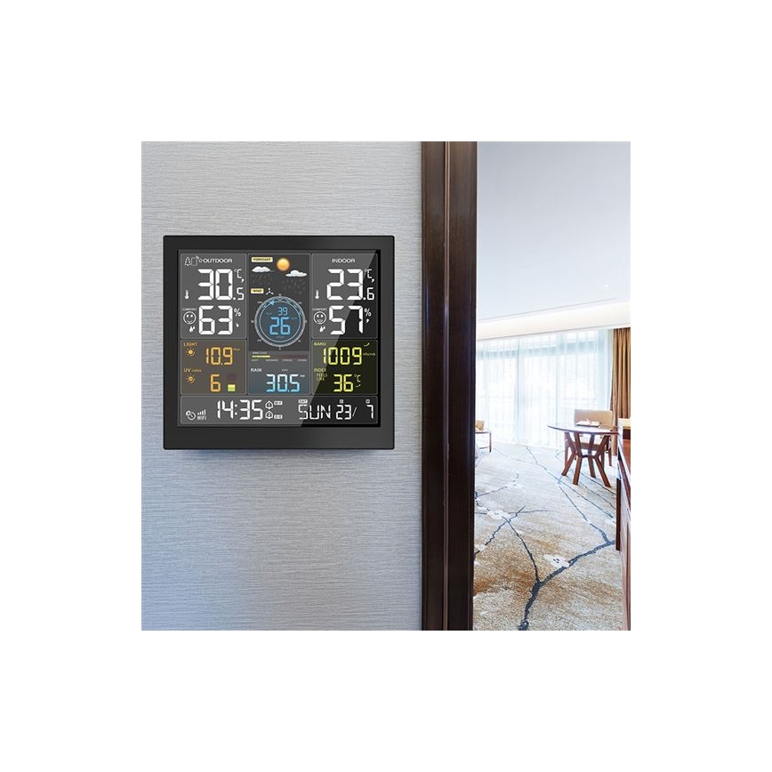 Ammattimainen LCD-näytöllinen sääasema 5V/2xAA + 3xAAA, Wi-Fi