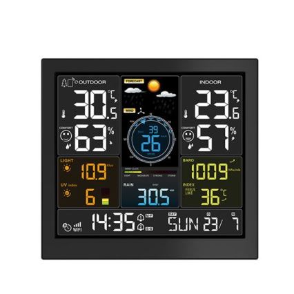 Ammattimainen LCD-näytöllinen sääasema 5V/2xAA + 3xAAA, Wi-Fi