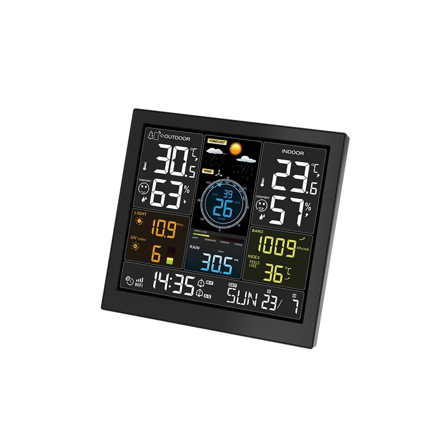 Ammattimainen LCD-näytöllinen sääasema 5V/2xAA + 3xAAA, Wi-Fi
