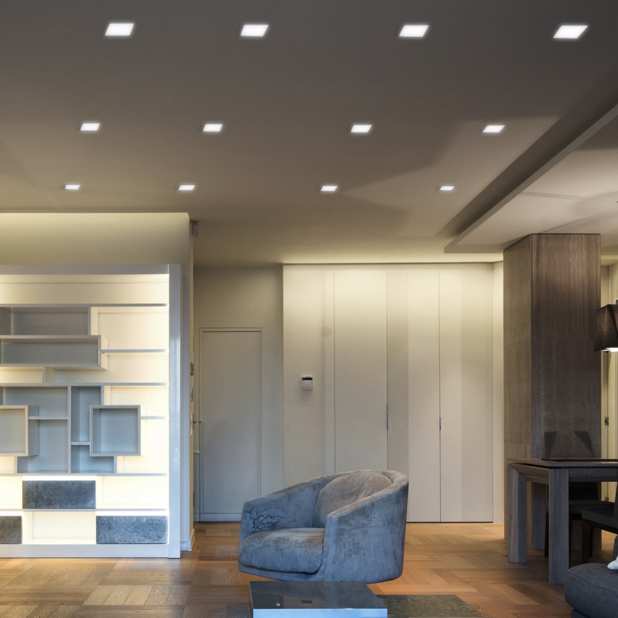 LED-upotettava alasvalo 6 W, 230 V, 3000/4000/6000 K, 12x12 cm, valkoinen