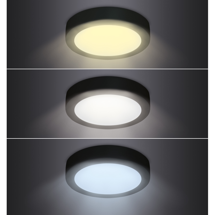 LED Kattovalo LED/12W/230V 3000/4000/6000K musta pyöreä