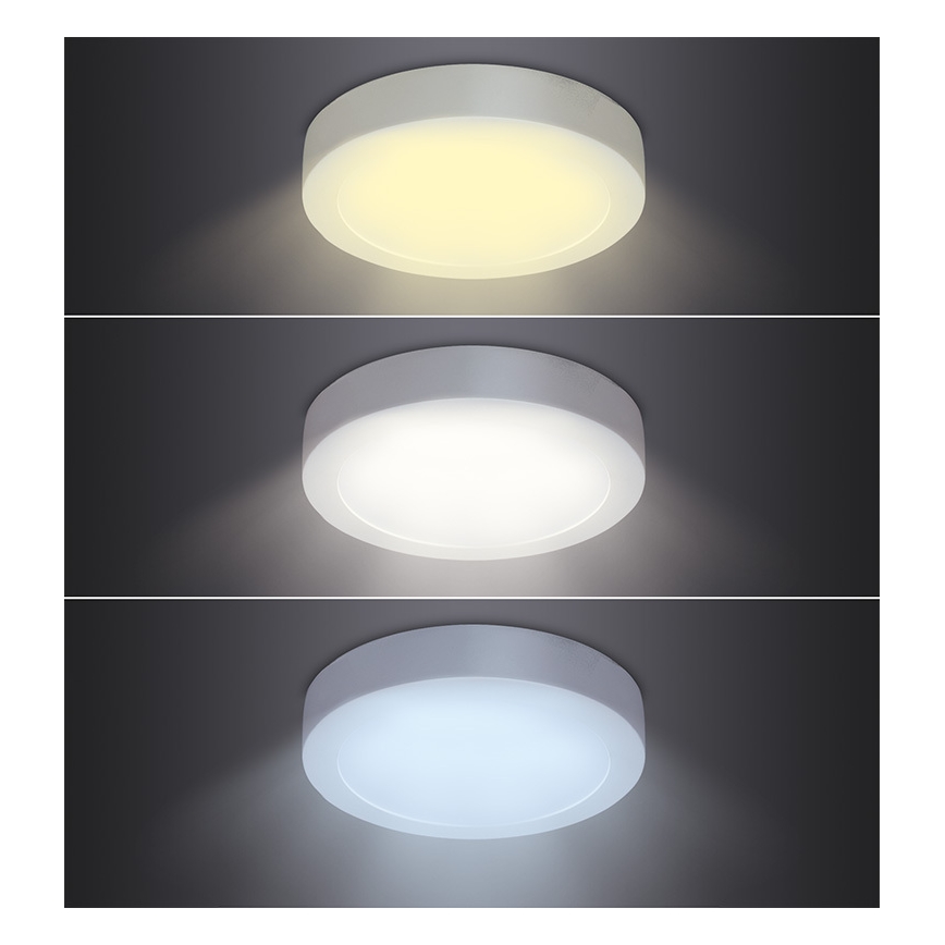 LED-kattovalaisin, 18 W, 230 V, 3000/4000/6000 K, Ø 22,5 cm, valkoinen