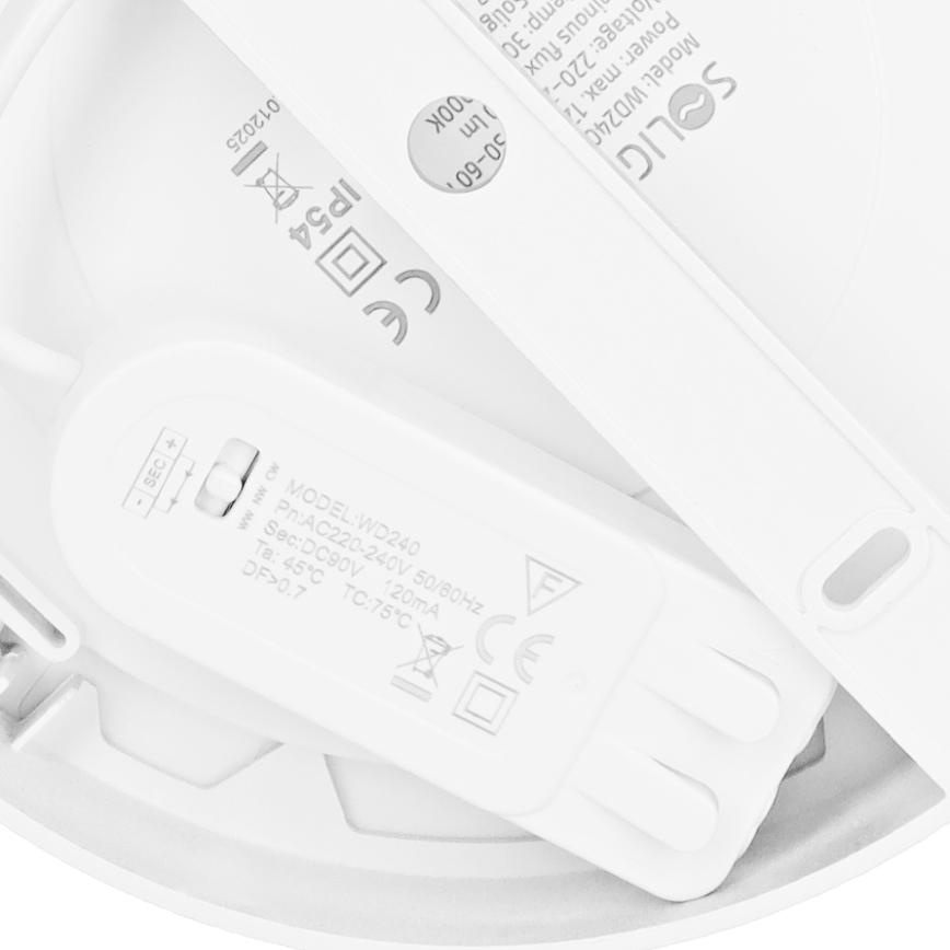 LED pinta- tai uppoasennettava paneeli 2-in-1 LED/12W/230V 3000/4000/6000 K Ø 17 cm IP54 valkoinen