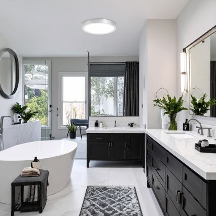 LED pinta- tai uppoasennettava paneeli 2-in-1 24W/230V 3000/4000/6000K Ø 30 cm IP54 hopea