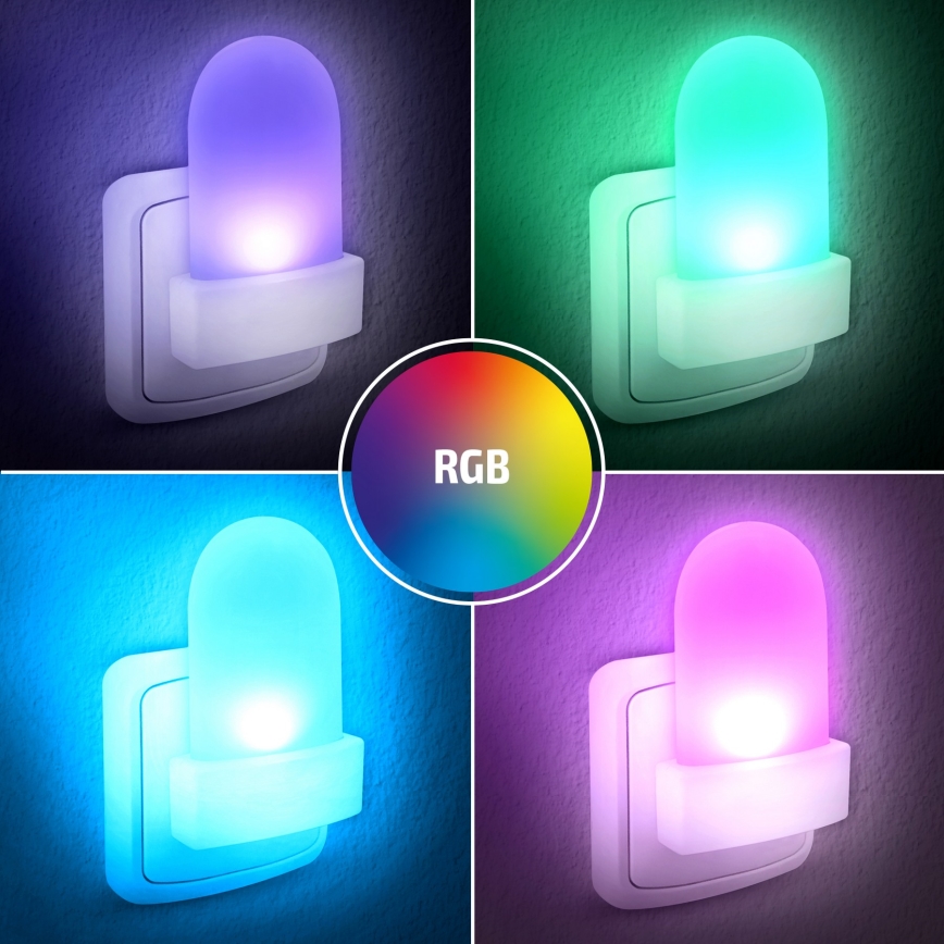 LED RGB -suuntapistorasiavalo anturilla LED/0,5W/230V