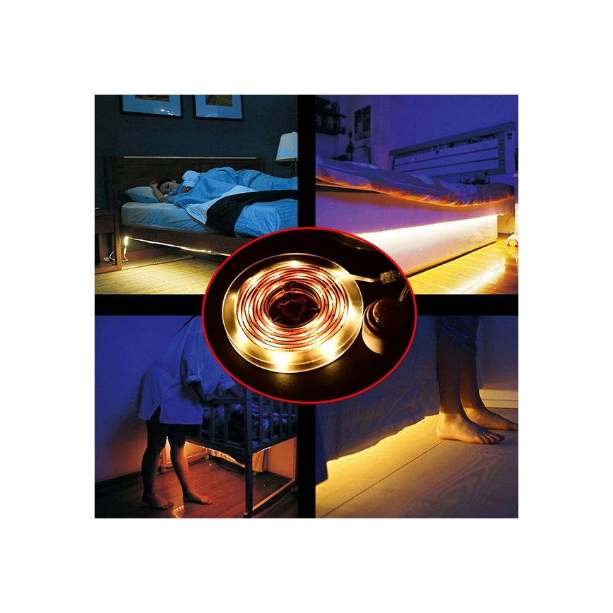 LED-nauha anturilla 4xAAA 3000K 1m