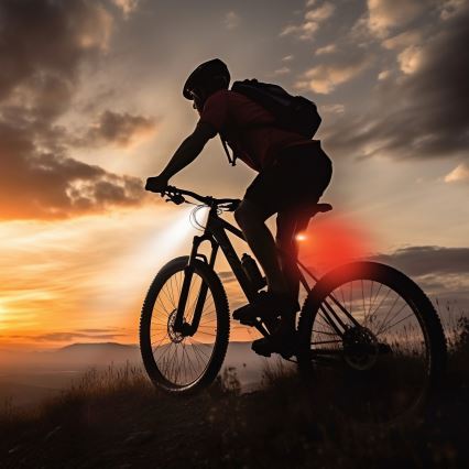 SARJA 2x himmennettävä ladattava pyörävalo 350 mAh IP44 punainen/valkoinen